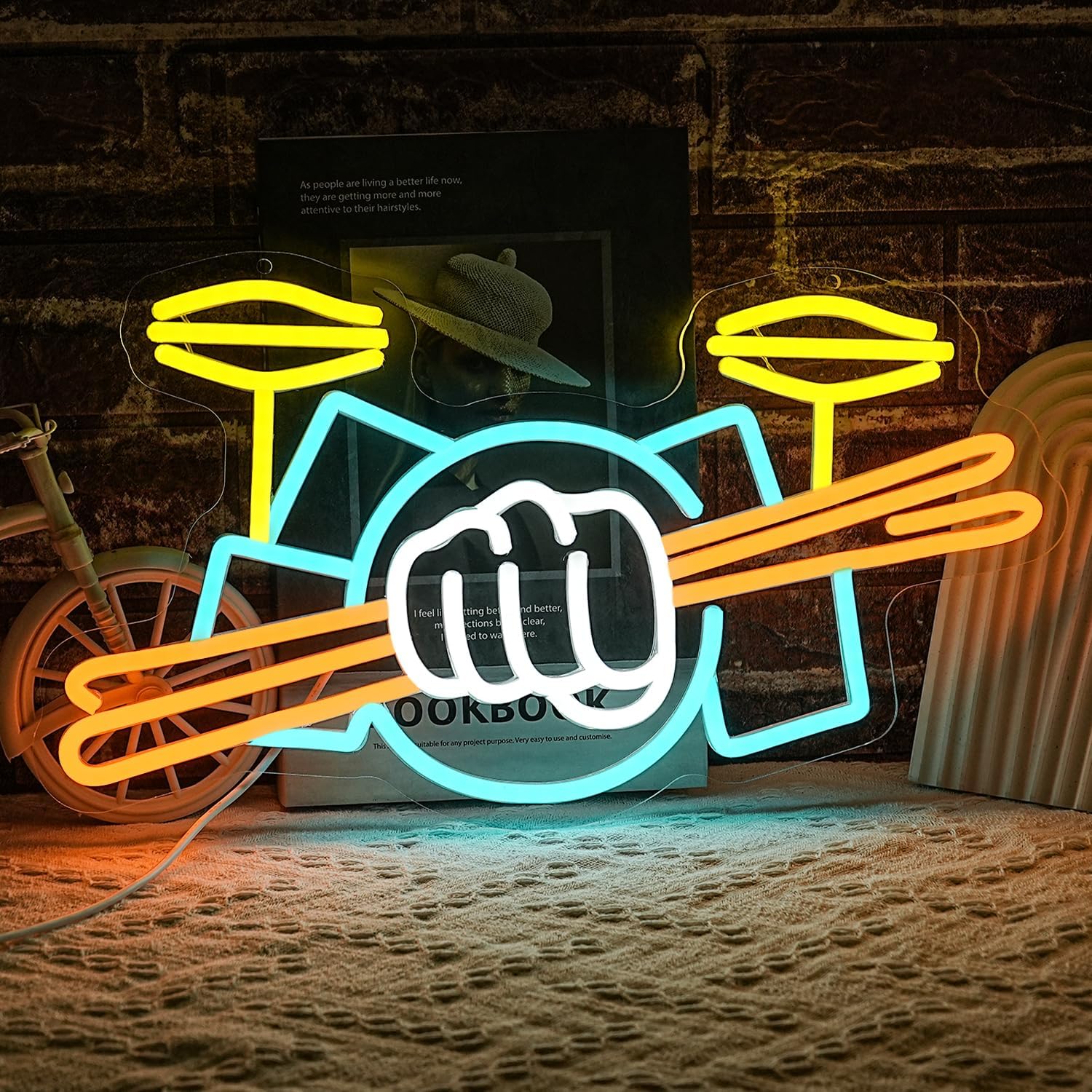 Led Lighting Wall Decor - Lampu Neon LED Set Drum Bertenaga