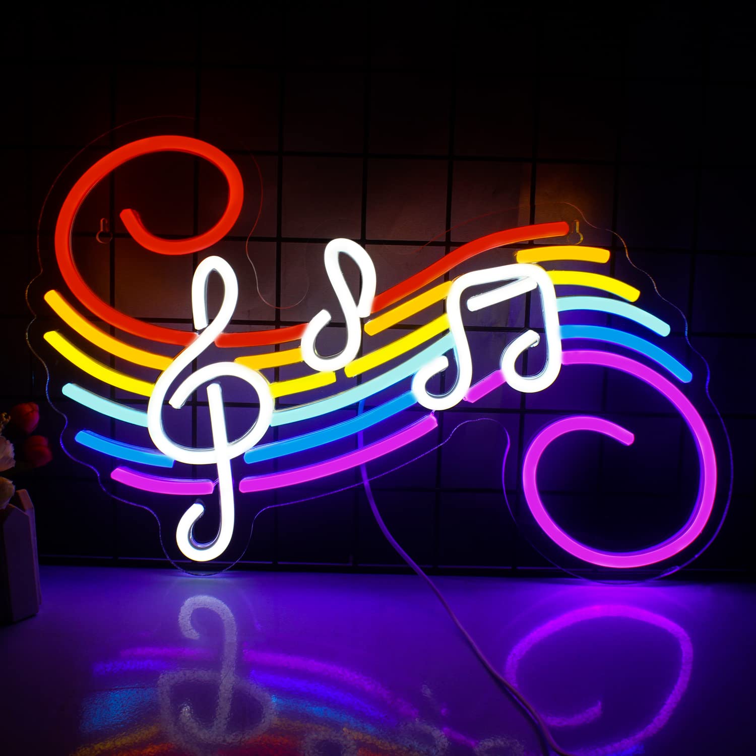 Led Lighting Wall Decor - Lampu Neon Tanda Not Musik, Dapat