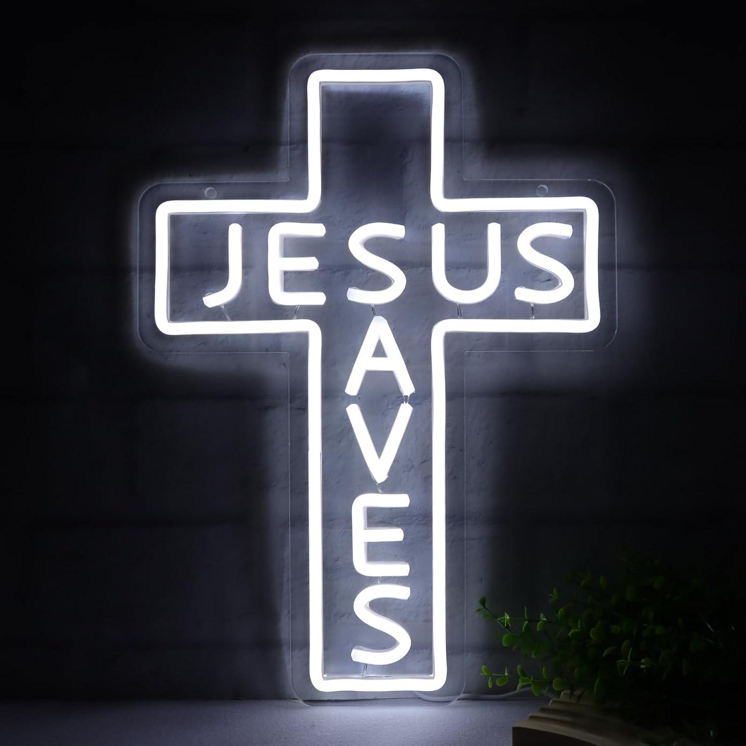 Led Lighting Wall Decor - Lampu Neon Salib Yesus USB Dimmable