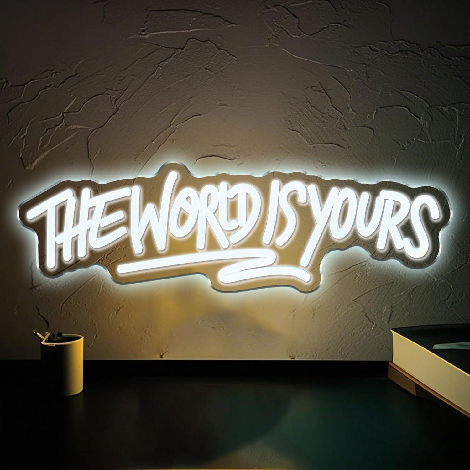 Led Lighting Wall Decor - Lampu LED Neon Sign The World