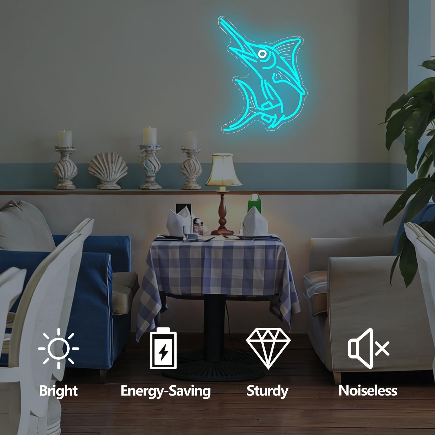 Lampu Neon Ikan Marlin Bertema - Led Lighting Wall Decor ulasan dan harga