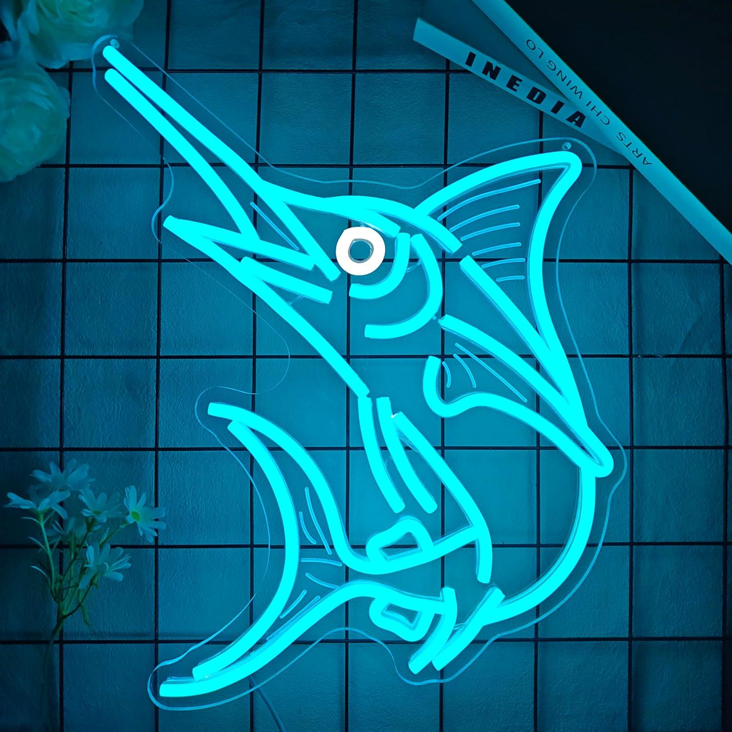 Lampu Neon Ikan Marlin Bertema - Led Lighting Wall Decor ulasan dan harga