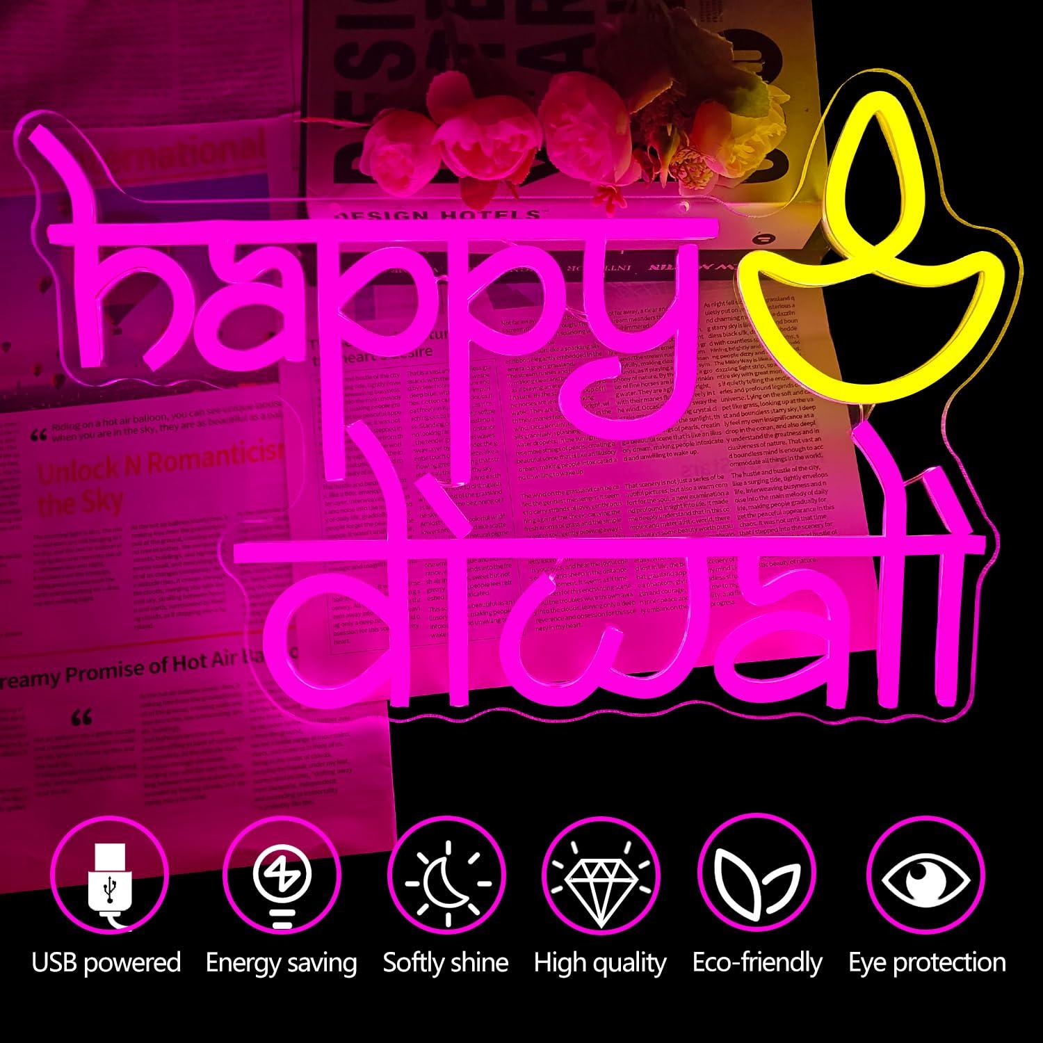 Lampu Neon LED Happy Diwali Be - Led Lighting Wall Decor ulasan dan harga