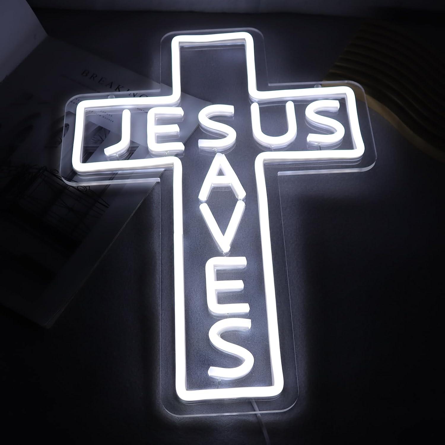 Lampu Neon Salib Yesus USB Dim - Led Lighting Wall Decor ulasan dan harga