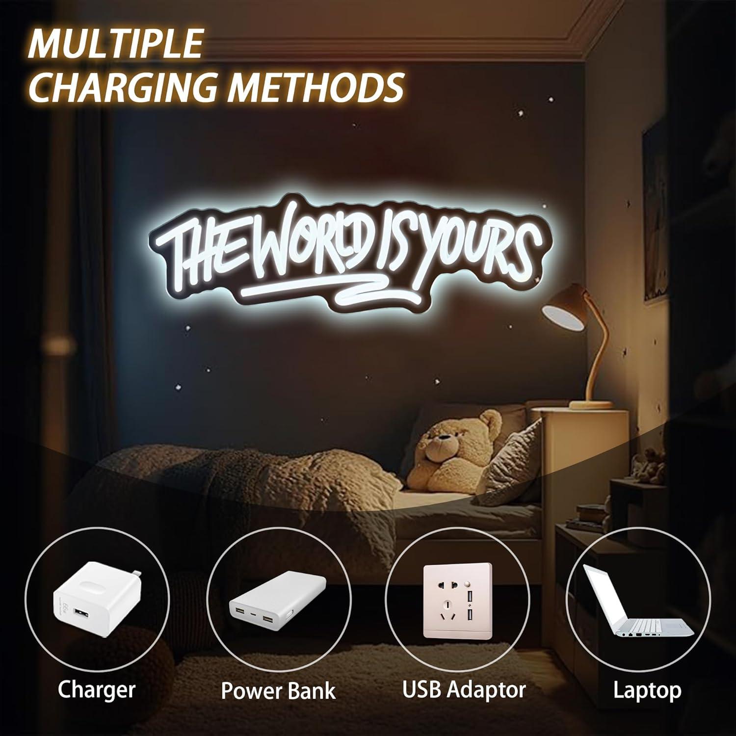 Lampu LED Neon Sign The World  - Led Lighting Wall Decor ulasan dan harga