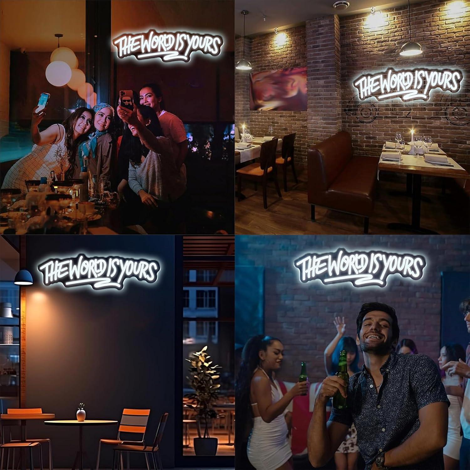 Lampu LED Neon Sign The World  - Led Lighting Wall Decor ulasan dan harga